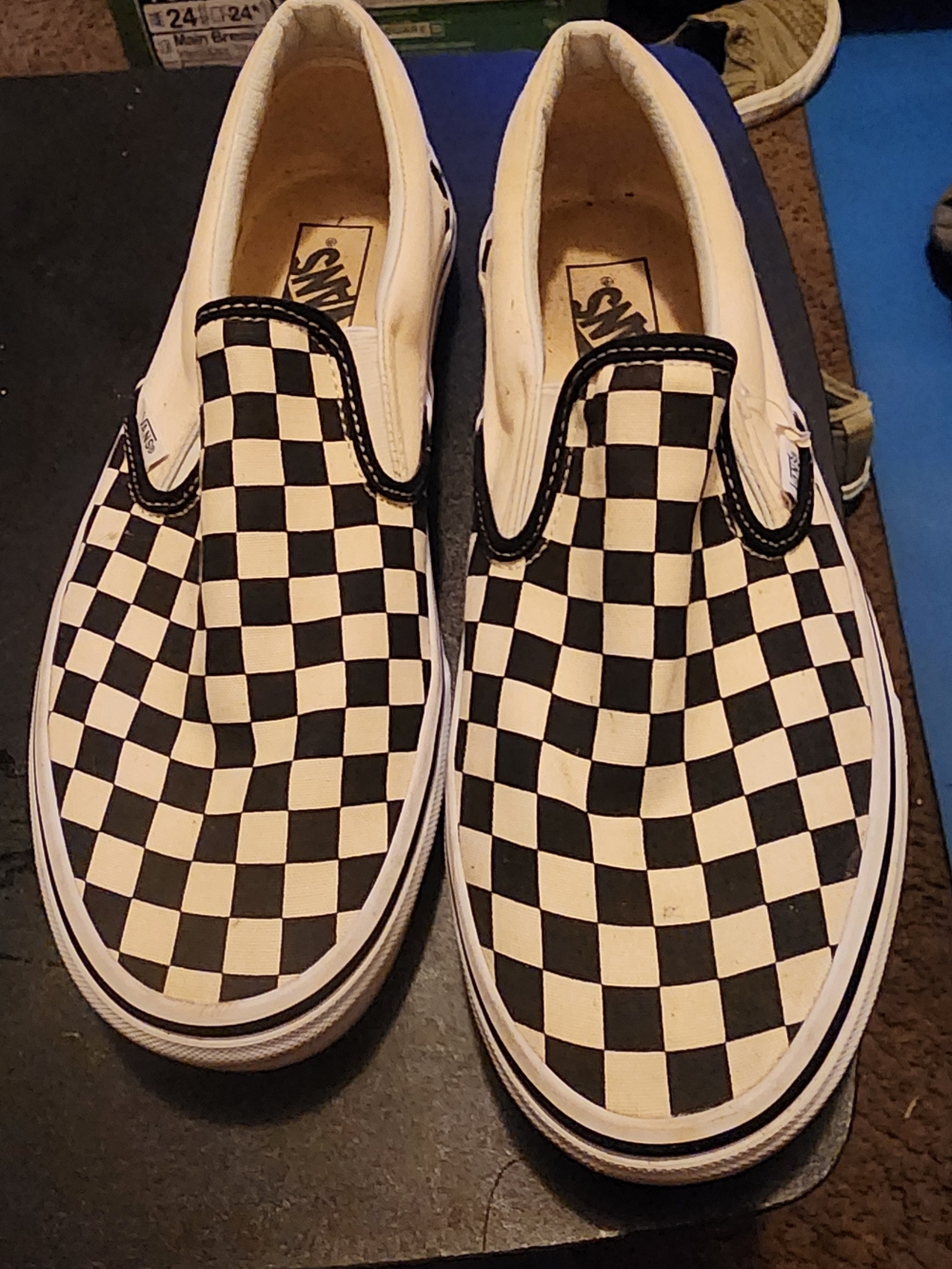 Vans Slip-On Checkerboard Canvas Loafers - Black & White